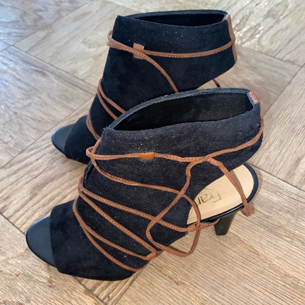 Franco Sarto lace up open toe heels